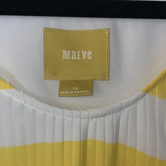 Anthropologie Maeve Yellow Striped Pleated Tank Top - Picture 2 of 5